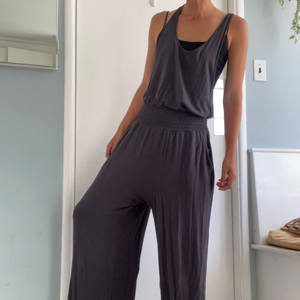 Free people movement Gray slouchy overall jumpsuit Sz S